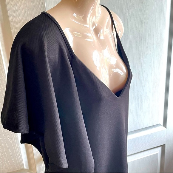 🌸3 for $30 ZARA  Black Dress Midi sleeveless V neckline Size S spaghetti  ru… - Picture 15 of 16